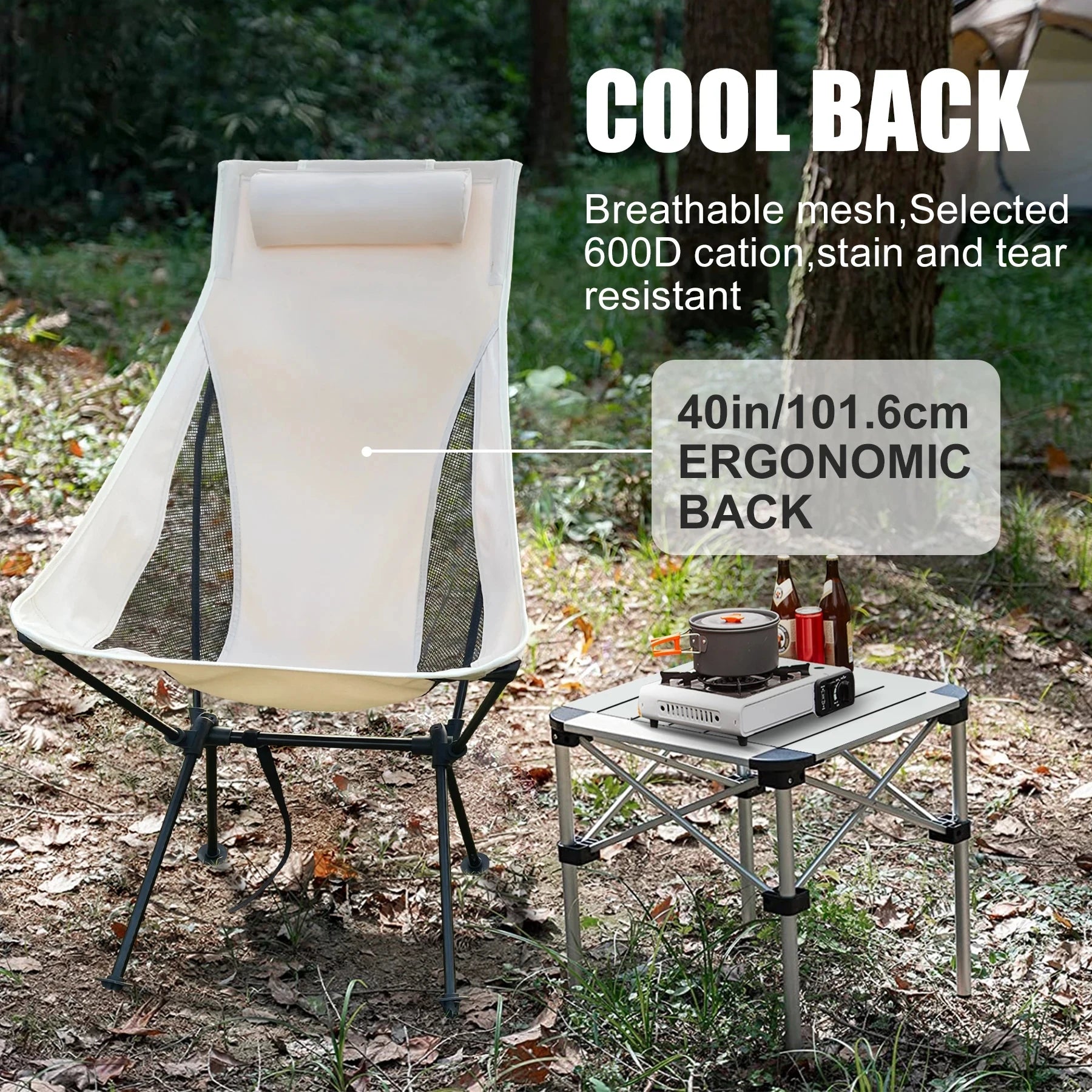 WESTTUNE Portable Folding Camping Chair with Headrest – Lightweight Aluminum Outdoor Chair
